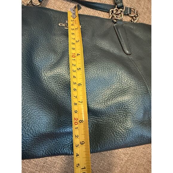Coach AVA Leather Metallic Teal Tote G1857-F35850 Shoulder Handbag - Picture 14 of 16